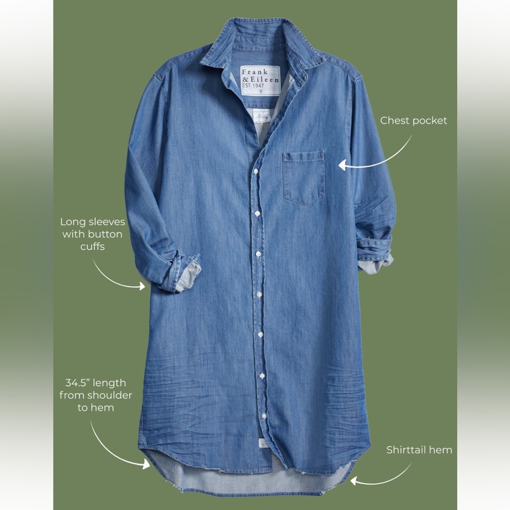 Frank & Eileen | Mary Classic Shirtdress | Vintage Stonewashed Indigo | Size XS - Picture 7 of 9